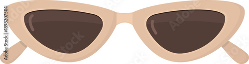 Sunglasses with a beige frame isolated on white background. Illustration of stylish eyewear accessory