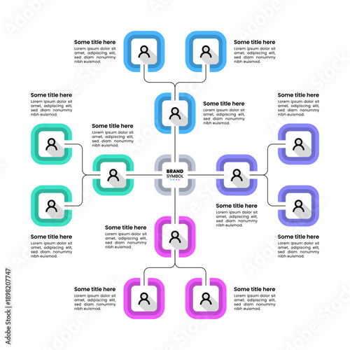 Infographic template. Business hierarchy with 4 branches