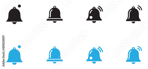 Bell notification icons in various states.