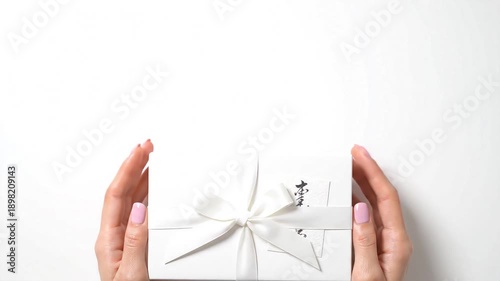 White Day gift box with satin ribbon and clean copy space
