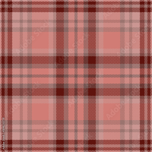 1970s background check pattern, hounds fabric texture plaid. Cute vector tartan seamless textile in pastel and red colors.
