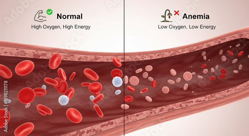 Comparison of normal and anemic blood flow in vessels
