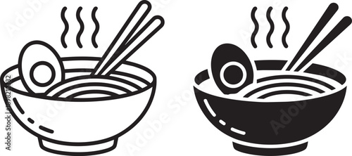 Bowl of steaming ramen noodles with egg and chopsticks, symbolizing delicious Asian cuisine