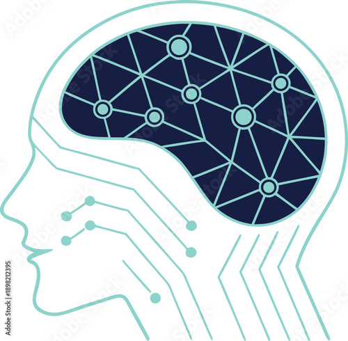 Innovative artificial intelligence concept with neural network in human brain