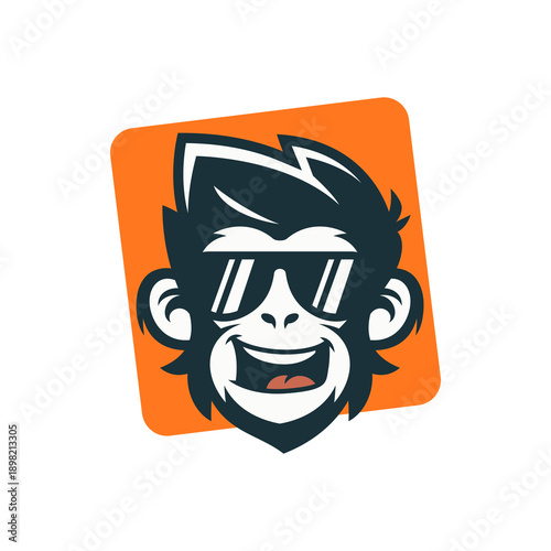 Cartoon Monkey Face Wearing Sunglasses.