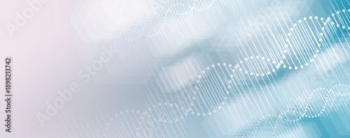 Futuristic science and technology background, DNA spiral strands, connected neural web