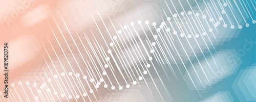 Futuristic science and technology background, DNA spiral strands, connected neural web