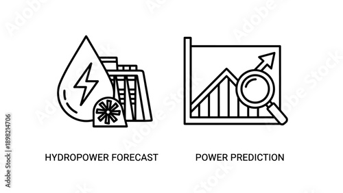 Energy Icons: Hydropower Forecast and Power Prediction, representing renewable energy and forecasting