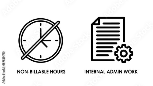 Workload Icons: Non-Billable Hours and Internal Admin Work, representing time management and office tasks