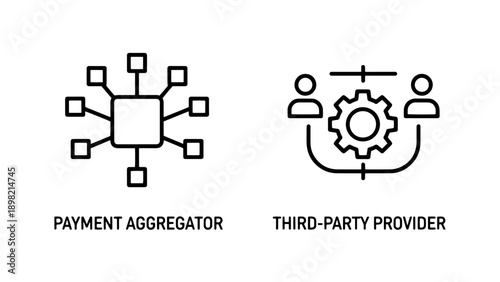 Financial Icons: Payment Aggregator and Third-Party Provider, representing online payments and services