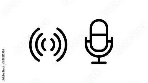 Audio signal waves icon and microphone icon