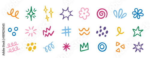 Wallpaper Mural Hand drawn doodle elements set cute line art decorative design Torontodigital.ca