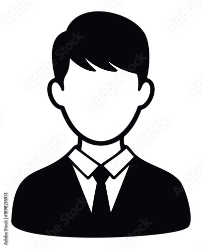 Professional male avatar symbol depicting a businessman or employee for user profiles, corporate identity, website navigation, or communication applications.