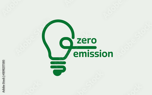Green lightbulb icon symbolizing zero emission energy conservation in modern design concept for sustainable living and climate change awareness campaign promoting environmental responsibility and eco