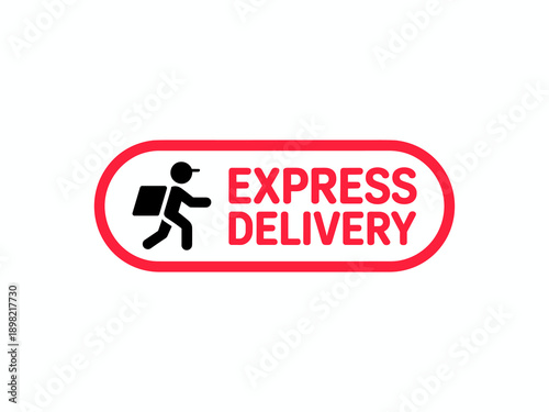 Express delivery service icon concept of fast shipping package with courier silhouette delivering order in timely manner for e-commerce business promotional marketing materials and online advertising