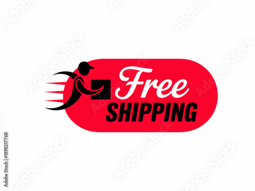 Express free shipping delivery icon with fast courier carrying package for online order fulfillment promotional marketing graphic design template e-commerce retail service business promotion advertise