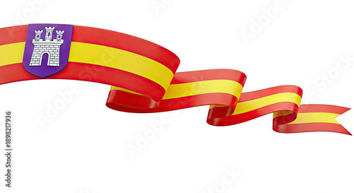 Spain Flag Ribbon with Coat of Arms