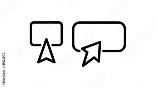 Cursor and pointer icons indicating interaction and selection, with different arrow shapes representing user interface actions.