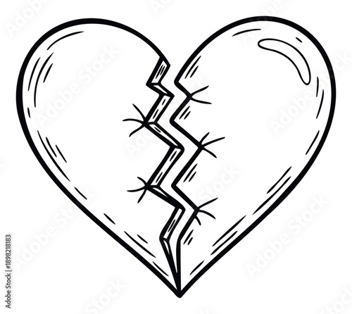Symbolic mended broken heart line drawing, representing emotional healing, reconciliation, and resilience after adversity, perfect for selfhelp content and relationship therapy resources.