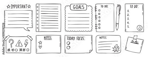 sticky note, reminder, to do list in doodle style doodle isolated on white background. doodle hand drawn, for stickers, logos, branding, social media and printable.