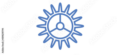 Modern gear icon with sunburst rays symbolizing energy and innovation