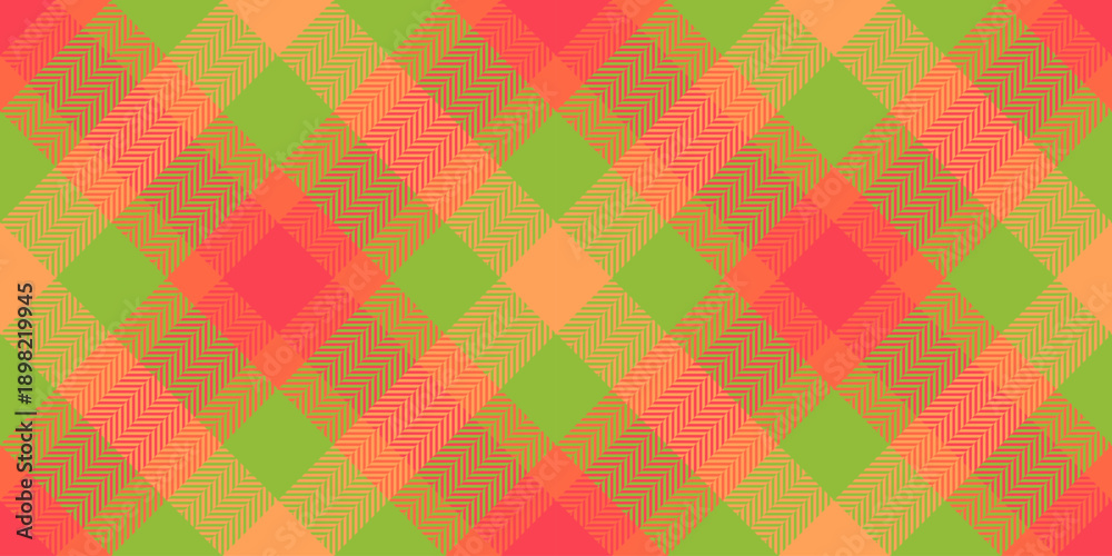 Naklejka premium Pyjamas pattern check plaid, fur background fabric tartan. String vector texture seamless textile in green and tomato colors.