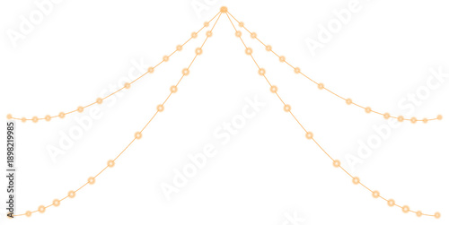 A string of fairy lights on a white background