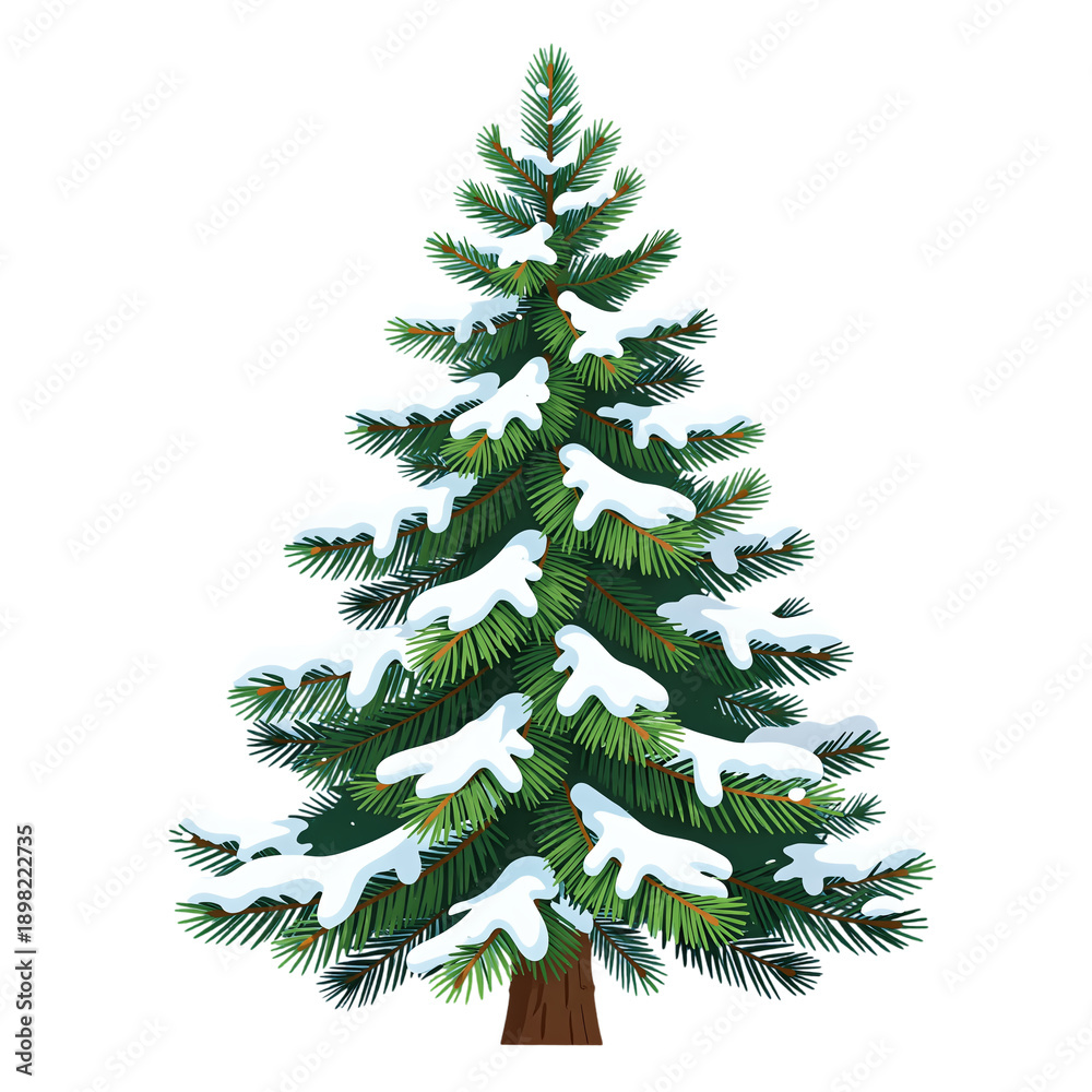 Fototapeta premium Snowy Pine Tree Illustration
