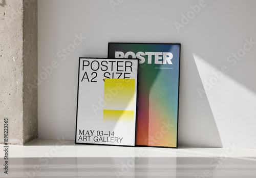 Mockup Of Two Customized Posters In Frames