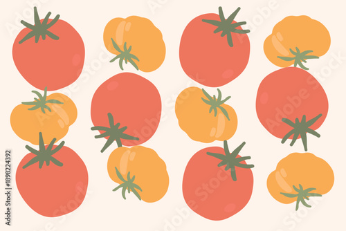 Art & Illustration Vector illustration of fresh vegetables: tomatoes, cucumbers, broccoli, bell pepper, carrots