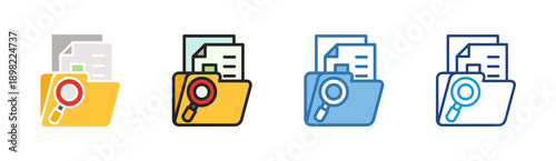 File Search icon set multiple style collection