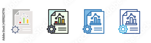 Performance Report icon set multiple style collection