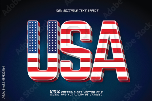 usa united state of america flag in text editable text effect
