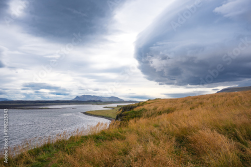  storm clouds over the coastline in iceland