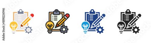 Project Planning icon set multiple style collection