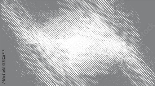 Diagonal white scratch texture on a grey background with a bright center abstract
