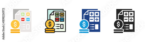 Budget Planning icon set multiple style collection