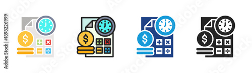 Financial Report icon set multiple style collection