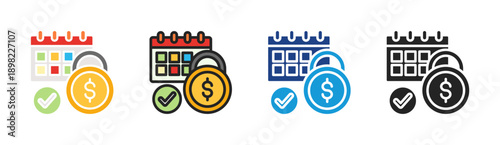 Payment Schedule icon set multiple style collection