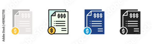 Financial Statement icon set multiple style collection