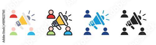 Public Announcement icon set multiple style collection