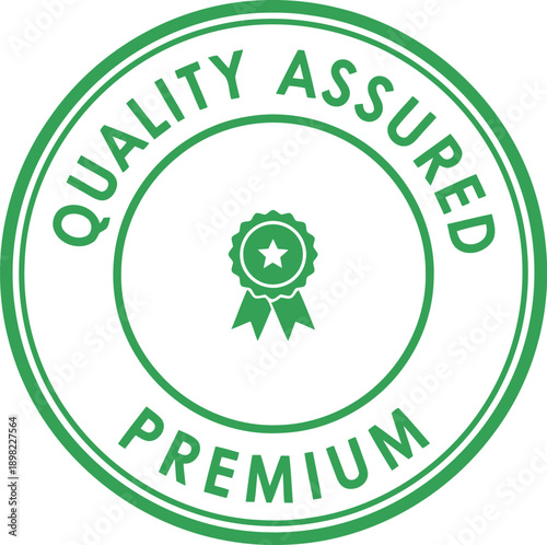 Green Quality Assured Premium Badge Icon for Certified Product Guarantee and Trusted Branding
