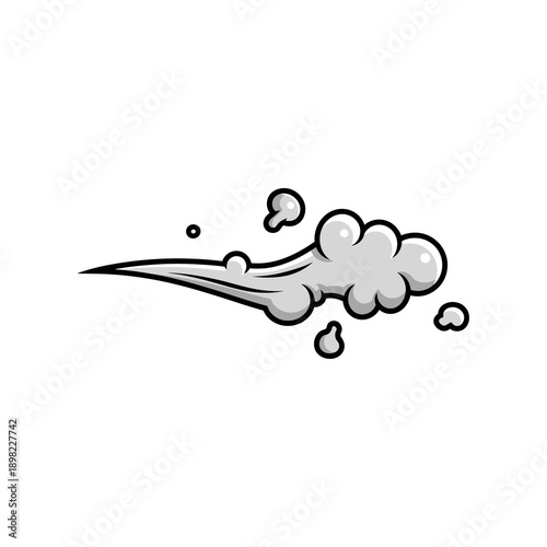 Cartoon style black and white smoke or cloud effect.