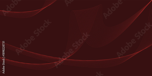 Abstract background with lines and waves. Medium banner size. Element for design. Vector background for brochure, booklet, flyer, poster. Red gradient. Love, Valentine's Day
