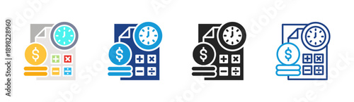 Financial Report icon set multiple style collection