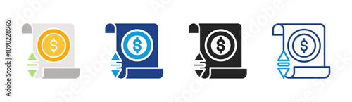 Financial Plan icon set multiple style collection