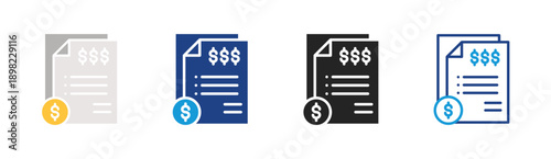 Financial Statement icon set multiple style collection