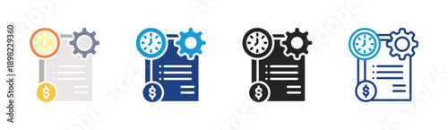Financial Report icon set multiple style collection
