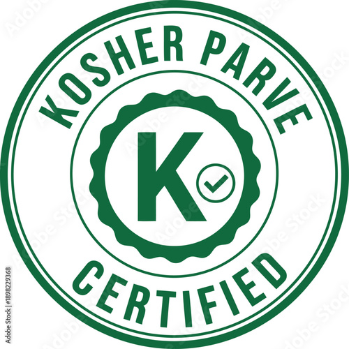 Kosher Parve Certified Food Label Badge – Green Round Stamp for Packaging and Marketing