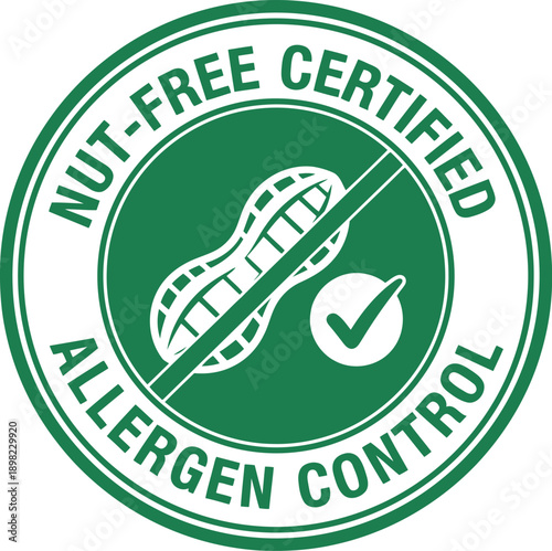Nut-Free Certified Allergen Control Badge – Allergy Safe Food Label Icon for Packaging and Marketing